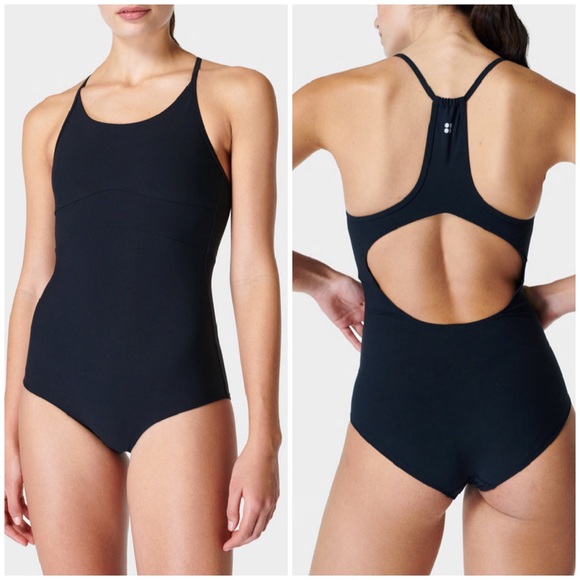 Sweaty Betty Other - New Sweaty Betty Aqua Xtra Life One Piece Swimsuit Black Cut Out Back Sz S